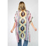DIONA J AZTEC PRINT KIMONO CARDIGAN ONE SIZE COLOR BLACK AND PINK