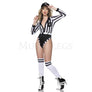 Referee Babe 4 Pc Black & White Striped Front Zip Cosplay Women Costume Size M/L