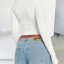 Solid Color Round Neck Long Sleeve T-Shirt