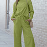 Double Take Full Size Textured Long Sleeve Top and Drawstring Pants Set
