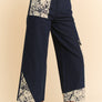 Davi & Dani Lace Applique Wide Leg Jeans