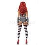 Sexy Killer Clown 4 Pc Gray Plunge Neck Crop Top Ruffled Lace Costume Size XS