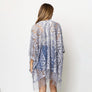 DIONA J FLORAL LACE KIMONO WITH FRINGE ONE SIZE COLOR SILVER