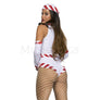 Sexy Snow Women 4 Pc White Red Polyester Halloween Cosplay Costume Set Size M/L