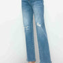 bytos Full Size Distressed High Rise Straight Jeans