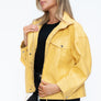 How Dare U Drawstring Hem PU Leather Zip Up Jacket