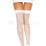 Backseam lace ruffle sheer thigh hi