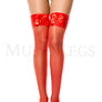 Satin bow sheer thigh hi