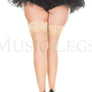 Plus size backseam silicone lace top spandex thigh hi