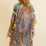 Paisley Print Open Front Kimono w/ Cinched Arms