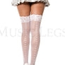 Lace top heart backseam sheer thigh hi