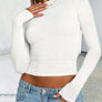 Solid Color Round Neck Long Sleeve T-Shirt
