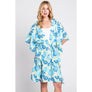 DIONA J FRONT ROPE FLOWER KIMONO ONE SIZE COLOR BLUE