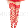 Plus size lace top with silicone multi strands spandex diamond net thigh hi