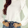Frill Mock Neck Ruffled Balloon Sleeve Blouse