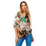 DIONA J FLORAL PRINTED SILKY KIMONO ONE SIZE COLOR BEIGE