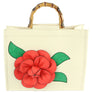 Diona J Women's Fashion Flower Wooden Top Handle Bag Red