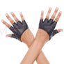 Short faux leather fingerless gloves