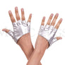 Short faux leather fingerless gloves