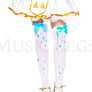 Star print with satin bow thigh hi