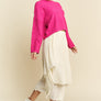Davi & Dani Diamond Cable Pattern Drop Shoulder Sweater