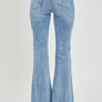 Risen Full Size High Rise Frayed Hem Flare Jeans