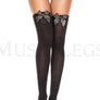 Polka dot satin bow opaque thigh hi