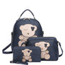 3IN1 CUTE BEAR DESIGN HANDLE BACKPACK W CROSSBODY AND WALLET SET COLOR PEWTER