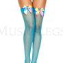 Rainbow satin bow fishnet thigh hi