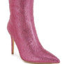Anun Rhinestones Embellished High Ankle Boots