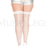 Plus size backseam and lace top fishnet thigh hi