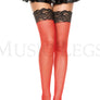 Two tone lace top fishnet thigh hi