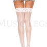 Lace Top Fishnet Thigh High with Backseam