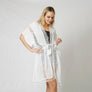 DIONA J PEARL DECO TRIM KIMONO W/DRAW STRIN ONE SIZE COLOR WHITE