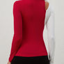 Cutout Contrast Mock Neck Long Sleeve T-Shirt