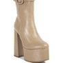Bumpy Croc High Block Heeled Chunky Ankle Boots