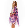DIONA J AZTEC PRINTED KIMONO ONE SIZE COLOR RED/BLUE