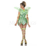 Fantasy Fairy Pc Leaf Handkerchief Hem Crop Women's Green Costume Set Size M/L