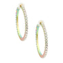 Rainbow Metal Ribbed Stone Hoops