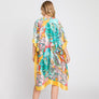 DIONA J HAND DRAWN WATERCOLOR TROPICAL LEAVES KIMONO ONE SIZE COLOR YELLOW