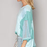 POL High-Low Contrast V-Neck Top