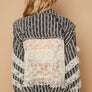 POL Raw Hem Lace Patch Flounce Sleeve Jacket