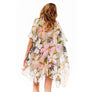 DIONA J FLORAL PRINTED SILKY KIMONO ONE SIZE COLOR BEIGE