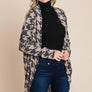 BOMBOM Houndstooth Open Front Cocoon Knit Cardigan