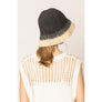 DIONA J TWO TONE STRAW BUCKET HAT ONE SIZE COLOR BLACK