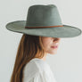 Faux suede wide brim panama hat with braided band