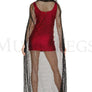 Fishnet cape with attached hood (G-string not included)