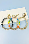 HEART BEAR SHAPED MAMA KEYCHAIN GLASS BEAD METAL B