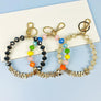 HEART BEAR SHAPED MAMA KEYCHAIN GLASS BEAD METAL B