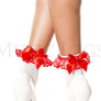 Opaque lace ruffle anklet with satin bow